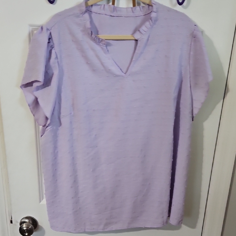 SHEIN Light Purple V-Neck Blouse